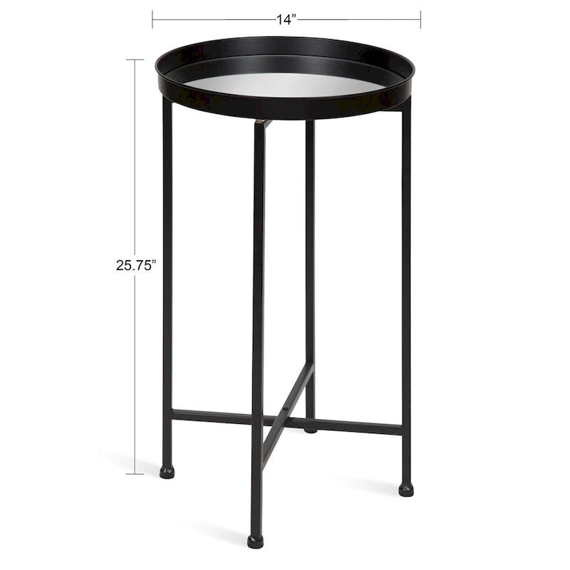 Table d'appoint pliante ronde en métal blanc / doré / miroir / gris – Une pièce