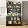 Meuble de Rangement de Cuisine Roulant Gris, Double Porte, Utilisation Individuelle