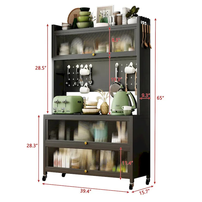 Meuble de Rangement de Cuisine Roulant Gris, Double Porte, Utilisation Individuelle