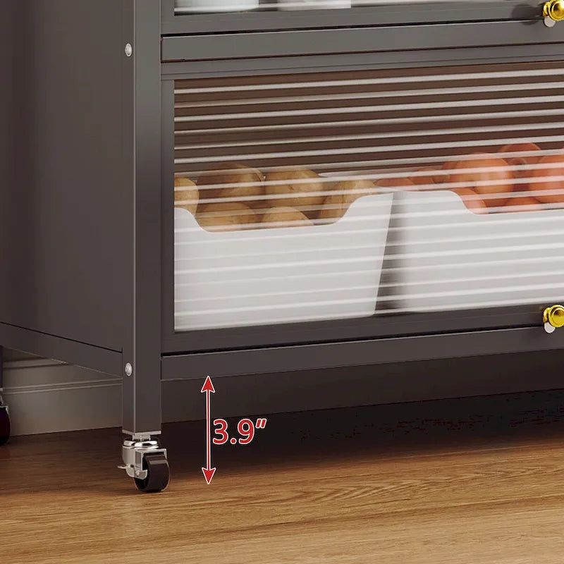 Meuble de Rangement de Cuisine Roulant Gris, Double Porte, Utilisation Individuelle