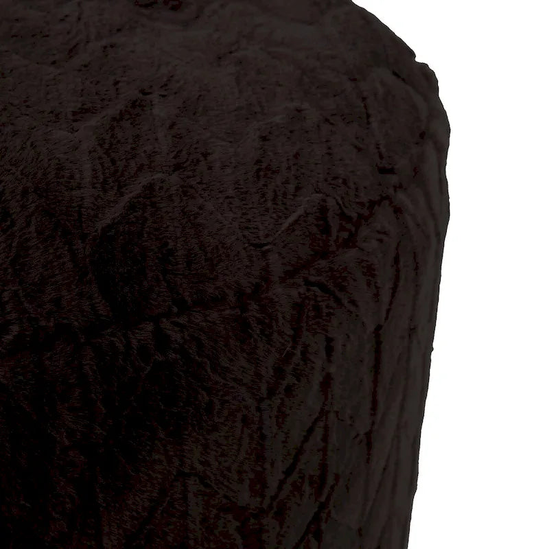 Pouf ottoman simple en fausse fourrure Angora Ebony