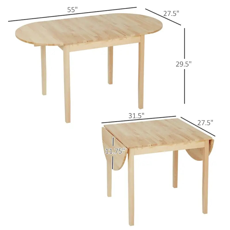 Table de salle à manger à abattants, pin naturel, 4-6 places