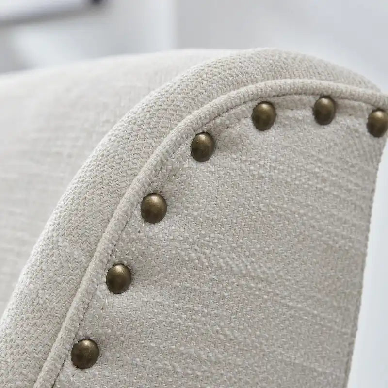 Chaise de bureau pivotante mi-dossier en lin gris / beige / vert avec roulettes – Pour 1 personne