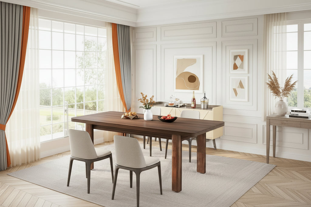 Bureau d'ordinateur marron avec 2 tiroirs, pieds en U, pour 1 personne