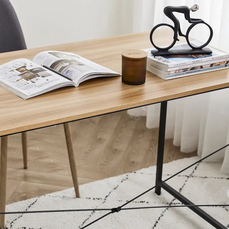 Bureau de 47 pouces avec piètement en X – Hêtre, Pour 1 personne