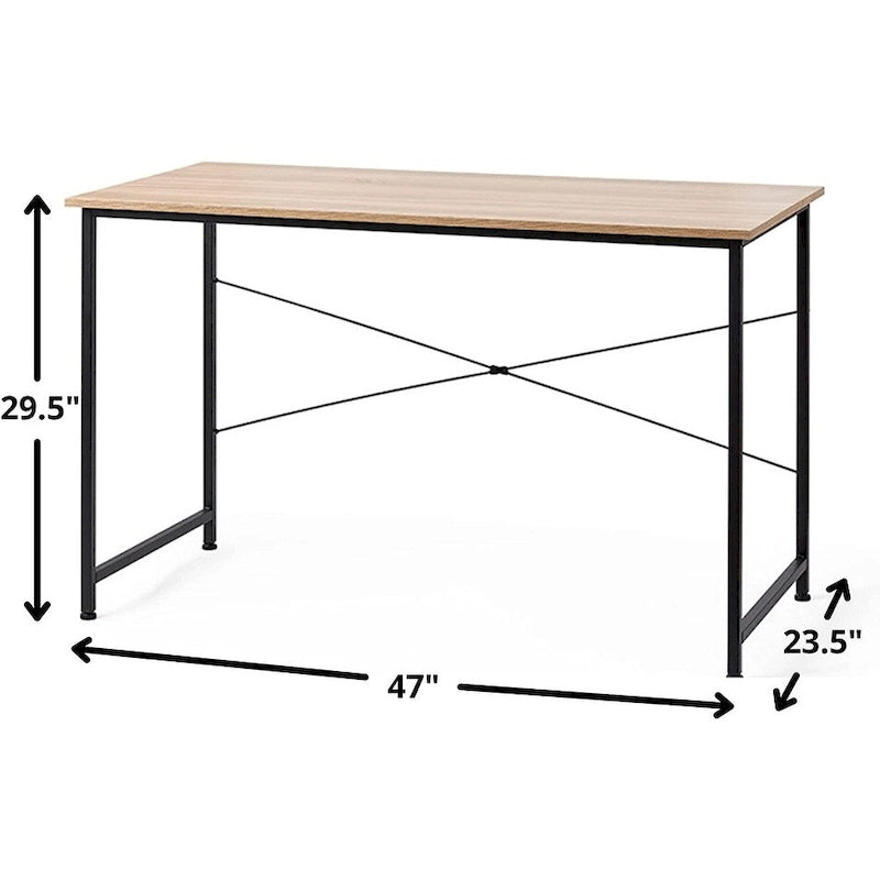 Bureau de 47 pouces avec piètement en X – Hêtre, Pour 1 personne