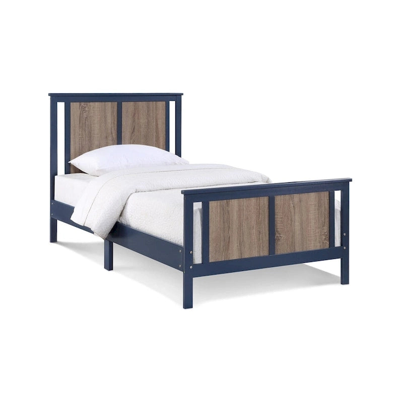 Lit réversible simple panneau bleu nuit / blanc / gris / noir – Une place