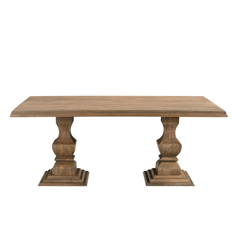 Table à manger double pied en manguier massif naturel – 6 à 8 places (75W / 96W)