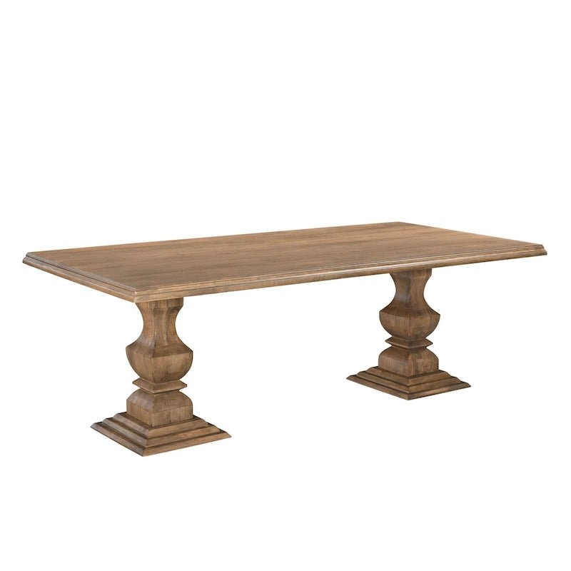 Table à manger double pied en manguier massif naturel – 6 à 8 places (75W / 96W)