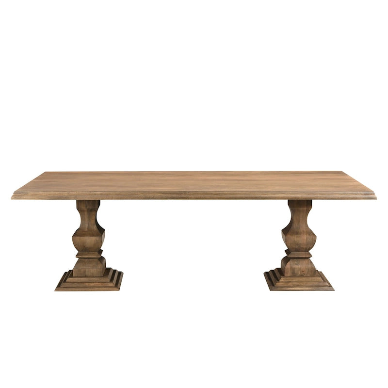 Table à manger double pied en manguier massif naturel – 6 à 8 places (75W / 96W)