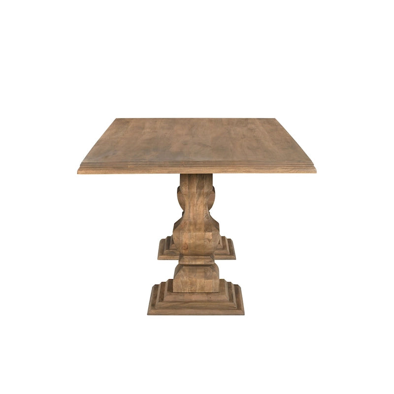Table à manger double pied en manguier massif naturel – 6 à 8 places (75W / 96W)