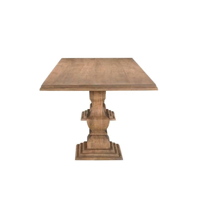 Table à manger double pied en manguier massif naturel – 6 à 8 places (75W / 96W)